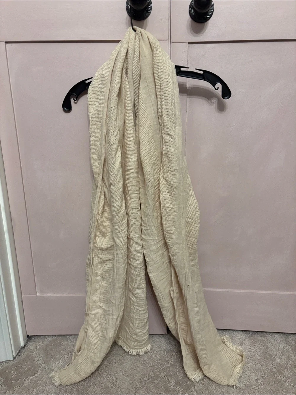 Neutral Cream Textured Cotton Scarf